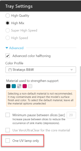 Tray settings on CAD software